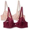 Amazon Essentials Reggiseno a Balconcino in Pizzo Elasticizzato Donna, Confezione da 2, Bordeaux/Petalo Chiaro, 1E