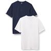 Amazon Essentials Serafino ad Asciugatura Rapida a Maniche Corte dalla vestibilità Standard Uomo, Pacco da 2, Bianco/Blu Marino Scuro, XL