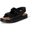 Amazon Essentials Sandalo con Plateau con 3 Cinturini Regolabili Donna, Nero Finta Pelle, 41 EU