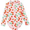 Amazon Essentials Costume da Bagno Intero Stile Rashguard, a Maniche Lunghe Bambine e ragazze, Fragole Rosse Pomodoro Rosa, 9 anni