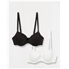 Amazon Essentials Reggiseno in Cotone Coppa Media Donna, Pacco da 2, Bianco/Nero, 2A