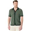 Amazon Essentials Camicia Button-Down a Maniche Corte Resort in Maglia Uomo, Maglia A Righe Verde Scuro, L