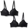 Amazon Essentials Reggiseno Push-up Imbottito in Pizzo con Ferretto Donna, Confezione da 2, Nero, 3C