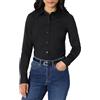 Amazon Essentials Camicia Elegante con Bottoni, in Popeline Elasticizzato Donna, Nero, XL