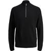 JACK & JONES Jjkaito Knit Half Zip BF, Nero, L
