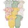 Gerber Baby Girls - Confezione da 8 tutine a maniche corte, tutina, floreale dorato, 0-3 mesi