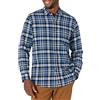 Amazon Essentials Camicia in flanella a maniche lunghe Uomo, Bianco Blu Motivo Scozzese, S