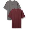 Amazon Essentials Serafino in piqué a Maniche Corte dalla vestibilità Standard (Disponibile nelle Taglie Big & Tall) Uomo, Pacco da 2, Bordeaux/Grigio, L