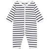 Petit Bateau Pigiama bambino in Cotone senza Piedi con Colletto a Barca stampato a righe, Marshmallow/Smoking, 3 anni