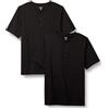 Amazon Essentials Maglietta Henley in Cotone con Maniche Corte Uomo, Pacco da 2, Nero, XS