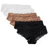 Amazon Essentials Mutandine in Pizzo Galloon Elasticizzato, Modelli Bikini, Hipster, Perizoma a Vita Alta Donna, Confezione da 6