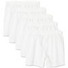 Amazon Essentials Boxer in Cotone Intrecciato (Disponibili nelle Taglie Big & Tall) Uomo, Pacco da 5, Bianco, XS