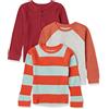 Amazon Essentials T-Shirt Termica a Maniche Lunghe Bambini e Ragazzi, Pacco da 3, Arancione Righe da Rugby/Bordeaux/Grigio, 2 Anni