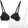Amazon Essentials Reggiseno in Cotone Push-Up Donna, Pacco da 2, Bianco/Nero, 4A