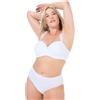 Ulla Popken Slip Midi in Confezione da Cinque Pezzi in Tinta Unita Bianco Neve 66+ 710201200-66+