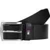 Tommy Hilfiger Uomo Cintura New Denton 3.5 Belt Cintura in Pelle, Nero (Black), 110 cm