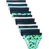 Amazon Essentials Slip in Jersey di Cotone Bambini e ragazzi, Confezione da 10, Camoflage/Dinosauro/Strisce, 7-8 anni