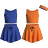 Essenclo Flowy Girls Butterfly Shorts Skirts w/Pockets & Athletic Sleeveless Tank Tops, Dance Tennis Cheer Running (5pc Set) - E2106 - Set-8-5-6