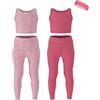 Essenclo Girls Athletic Leggings Yoga Pants w/Sleeveless Crop Tank Tops for Kids Workout Cheer Dance Run Sizes 3-16, 5pc Set - E2110 - Set-6-7-8