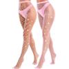 VEBZIN Confezione da 2 collant a rete scintillanti grandi e medi da donna con strass glitterati, Rosa, taglia unica