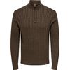 ONLY & SONS Onsloui Reg 12 Cabel Half Zip Knit, Chicco di caffè, XXL