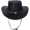URBAN 5884 Cappello da Cowboy in Vera Pelle Plain, Cappello Western Uomo/Donna in Vera Pelle Bovina, Tesa Modellabile e Sottogola Regolabile