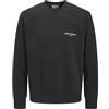 JACK & JONES Jjedover Print Sweat Crew Neck, Nero, S
