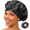 GOLDEN STAR BEAUTY Berretto da notte in seta - 100% Mulberry in seta traspirante e regolabile Cappellino da notte da donna antiscivolo per capelli lisci e per capelli ricci con fascia elastica Turbante in raso di seta