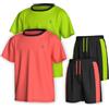 Essenclo Boys Clothing Sets Tagless Loose Athletic Performance Crew Neck T-Shirt and Short Outfits Size 3-16 (4 Piece Set)