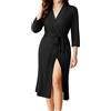 NY Threads Accappatoio da donna a maglia lunga, leggero, kimono, accappatoio da donna, morbido abbigliamento da notte in misto cotone, Nero, M