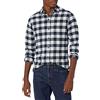 Amazon Essentials Camicia in flanella a maniche lunghe Uomo, Blu Marino Motivo Scozzese, S