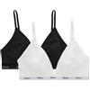Hanes Originals Triangle Bralette Pack, Breathable Stretch Cotton Bras, 2-Pack Reggiseno, Bianco/Nero, M (Pacco da 2) Donna