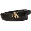 Calvin Klein Donna Cintura Buckle 2,5 cm in Pelle, Nero (Black/Antique Light Gold), 90 cm