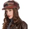 ZLYC Cappello da Donna Classico Newsboy Caps Visiera 8 Pannelli Gatsby Apple Cabbie Hat, Plaid Bordeaux e Marrone, Taglia Unica