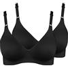 Nur Die Reggiseno in Cotone, Confezione da 2, Pollici opachi, Nero, 7C Donna