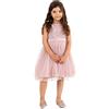 Maya Deluxe Midi Dress for Girls Sequins Embellished Party Tutu Bridesmaids Wedding with Belt Bow Vestito, Rosa Satinato, 5-6 Anni Bambina
