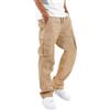 HUNGSON Pantaloni Cargo da Uomo, Casual, da Escursionismo, Jogging, Atletici, in Cotone, Larghi e Dritti, Khaki Chiaro, 50