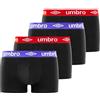 Umbro Mutande Boxer Uomo 100% Cotone, Set da 4, Nero CLN (L)