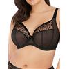 Elomi Women's Charley Bra: Floral Embroidery, Low Plunge, DD+ Bras Reggiseno con Scollatura a V, Jet, 5FF Donna
