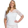 SUSA Dirndl 5576 - Maglietta in Pizzo a Maniche Lunghe, Bianco, 44