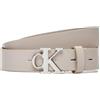 Calvin Klein Donna Cintura Monogram Plaque Buckle 2,5 cm Cintura in Pelle, Avorio (Chateau), 110 cm