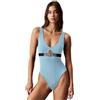 Calvin Klein Donna Costume da Bagno One Piece con Cut-out, Blu (Skim Blue), XS
