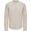ONLY & SONS Onscaiden LS Half Placket Linen Shirt, Camicia Uomo, cincilla, XS