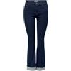 ONLY Onlmila MW Flared Foldup Gua028 DNM Noos, Blu Jeans Scuro, 25W x 30L Donna