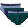 Emporio Armani Slip da Uomo Essential LOGOLABEL, Confezione da 3, Verde, M, Verde, M
