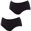 Playtex Slip Midi in Cotone Organico Ultra Confortevole Donna x2, Nero, 6/XXL