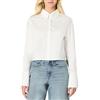 Amazon Essentials Camicia Oversize Corta in Popeline di Cotone Elasticizzato con Bottoni Donna, Bianco Brillante, L