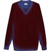 Diana Studio - Maglia con Scollo a V aereografata a Mano in 100% Lino, Uomo, Bordeaux, Taglia S