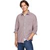 Tommy Hilfiger Uomo Maglietta Maniche Lunghe Brushed Gingham Overcheck Shirt con Taschino sul Petto, Multicolore (Deep Rouge/Multi), S