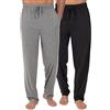 Fruit of the Loom Men's Extended Sizes Jersey Knit Sleep Pajama Lounge Pant (1 & 2 Packs) Pantaloni Pigiama, Nero/Grigio, XXXL (Pacco da 2) Uomo